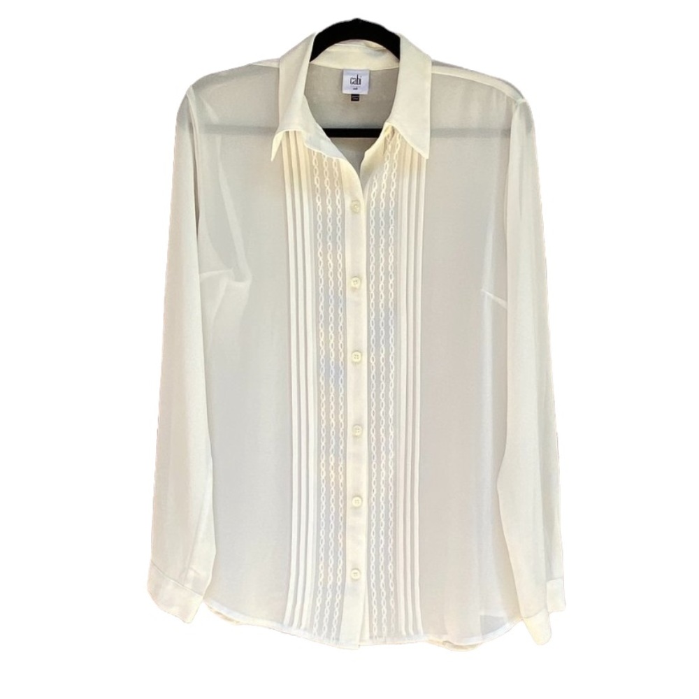 Cabi Sheer Playwright Button Down Blouse - image 1